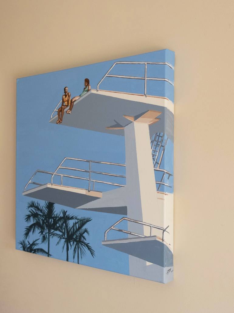 Original Modernism Architecture Painting by Phil Bower