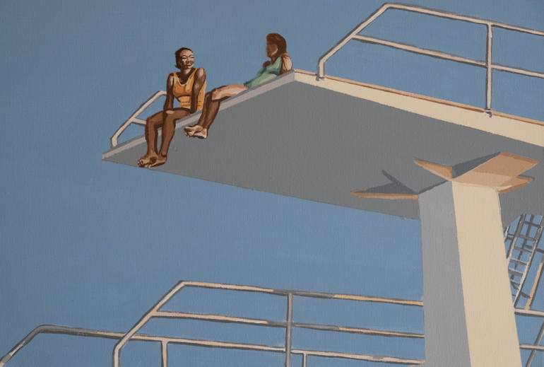 Original Modernism Architecture Painting by Phil Bower