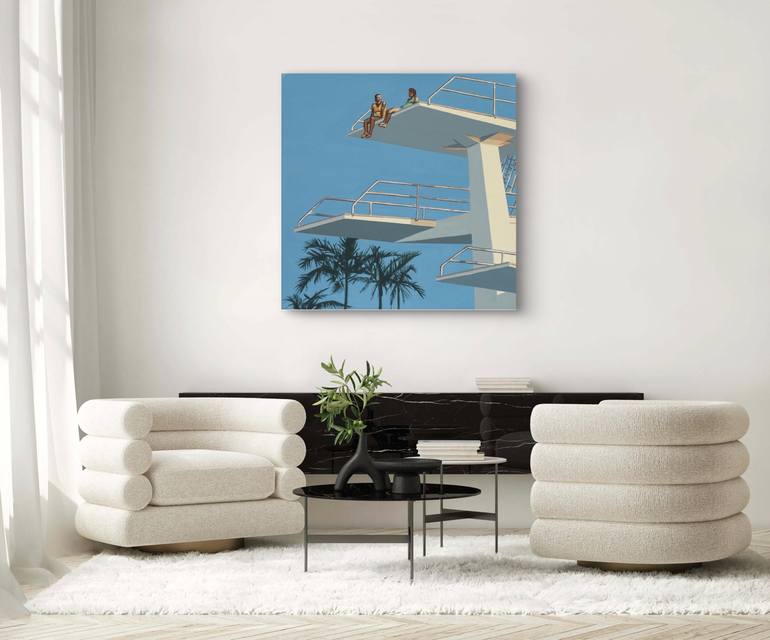 Original Modernism Architecture Painting by Phil Bower